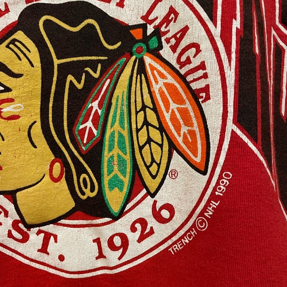 Vintage 1990 Chicago Black Hawks T-Shirt - Picture 3 of 4